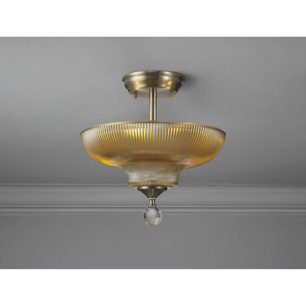 NLK16409 Tabion 2 Light Ceiling Light Satin Nickel Amber