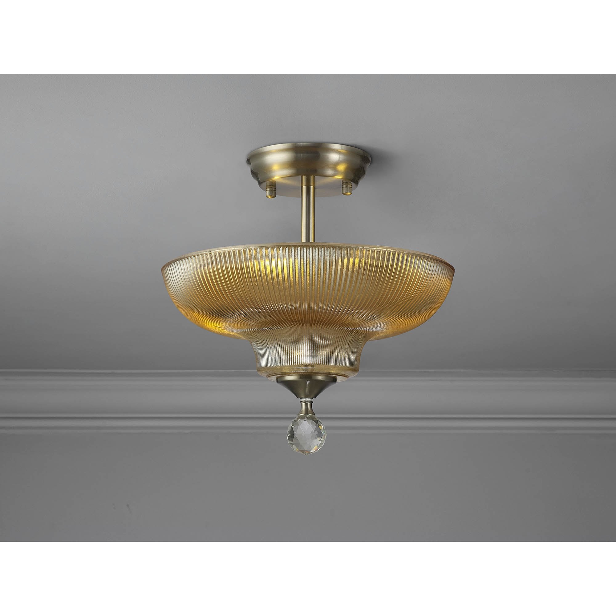 NLK16409 Tabion 2 Light Ceiling Light Satin Nickel Amber