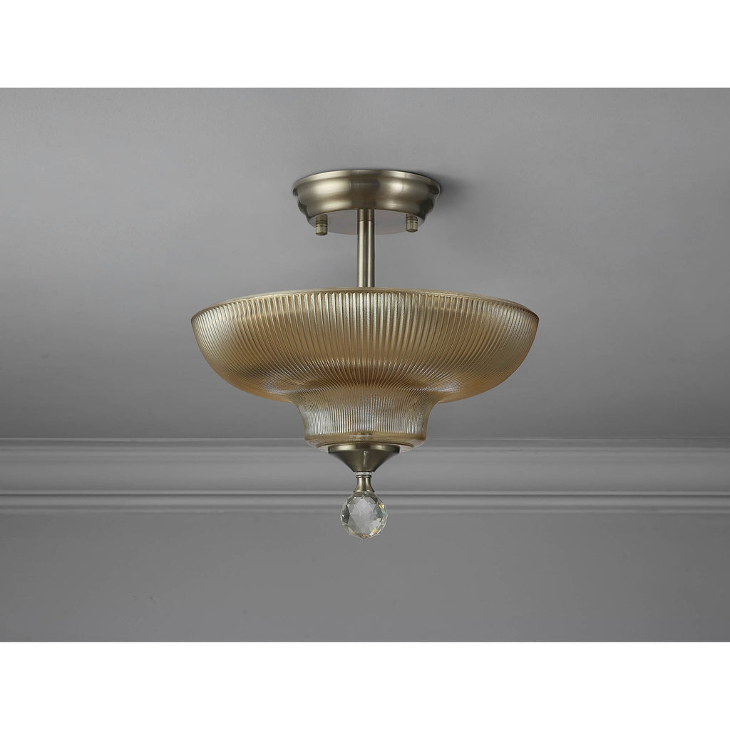 NLK16409 Tabion 2 Light Ceiling Light Satin Nickel Amber