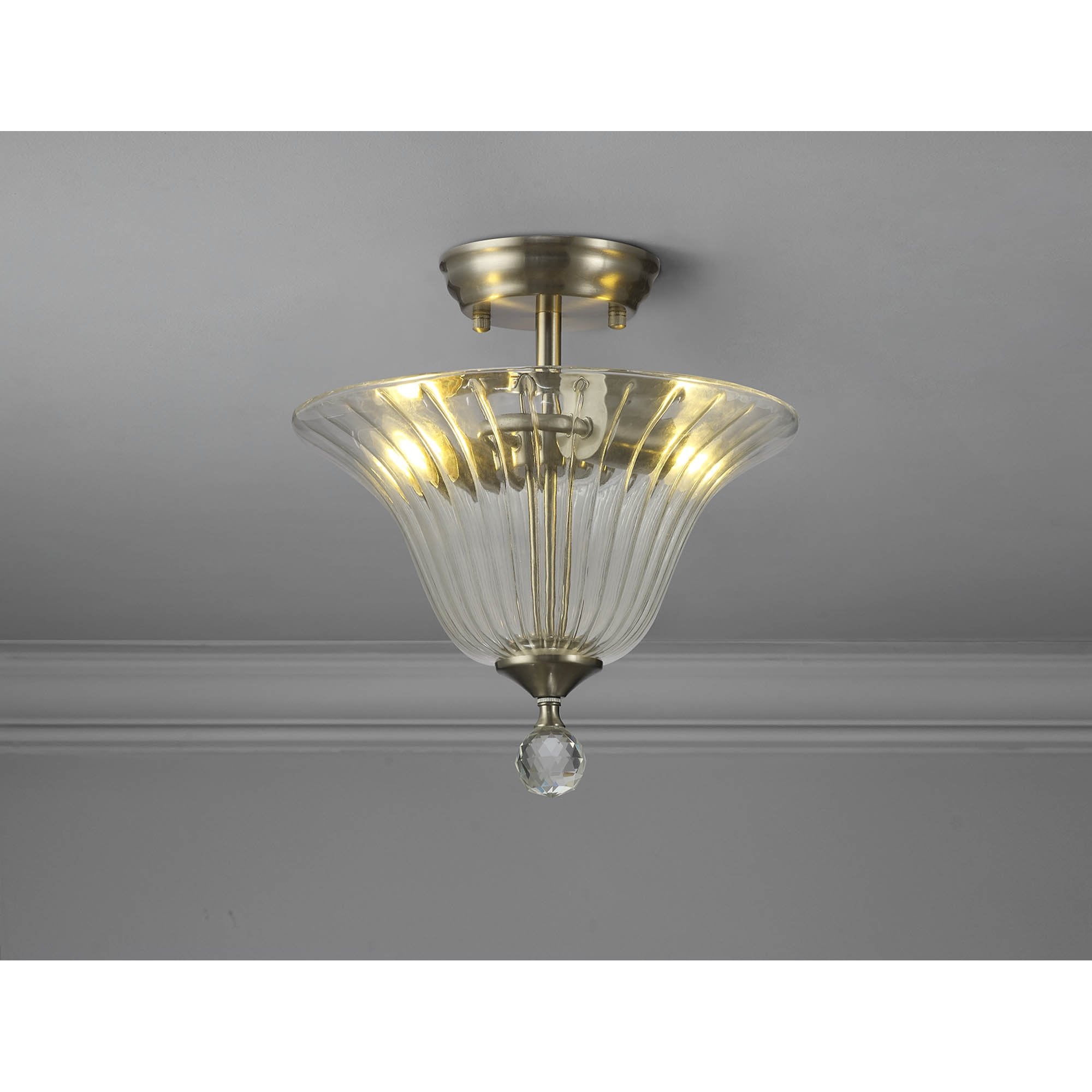 NLK16429 Tabion 2 Light Ceiling Light Satin Nickel Clear