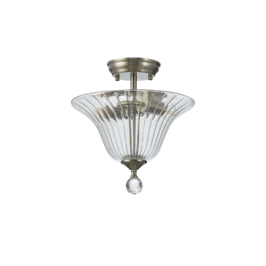 NLK16429 Tabion 2 Light Ceiling Light Satin Nickel Clear