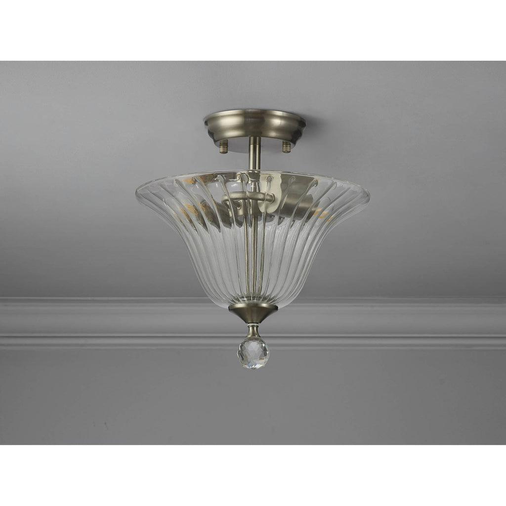NLK16429 Tabion 2 Light Ceiling Light Satin Nickel Clear
