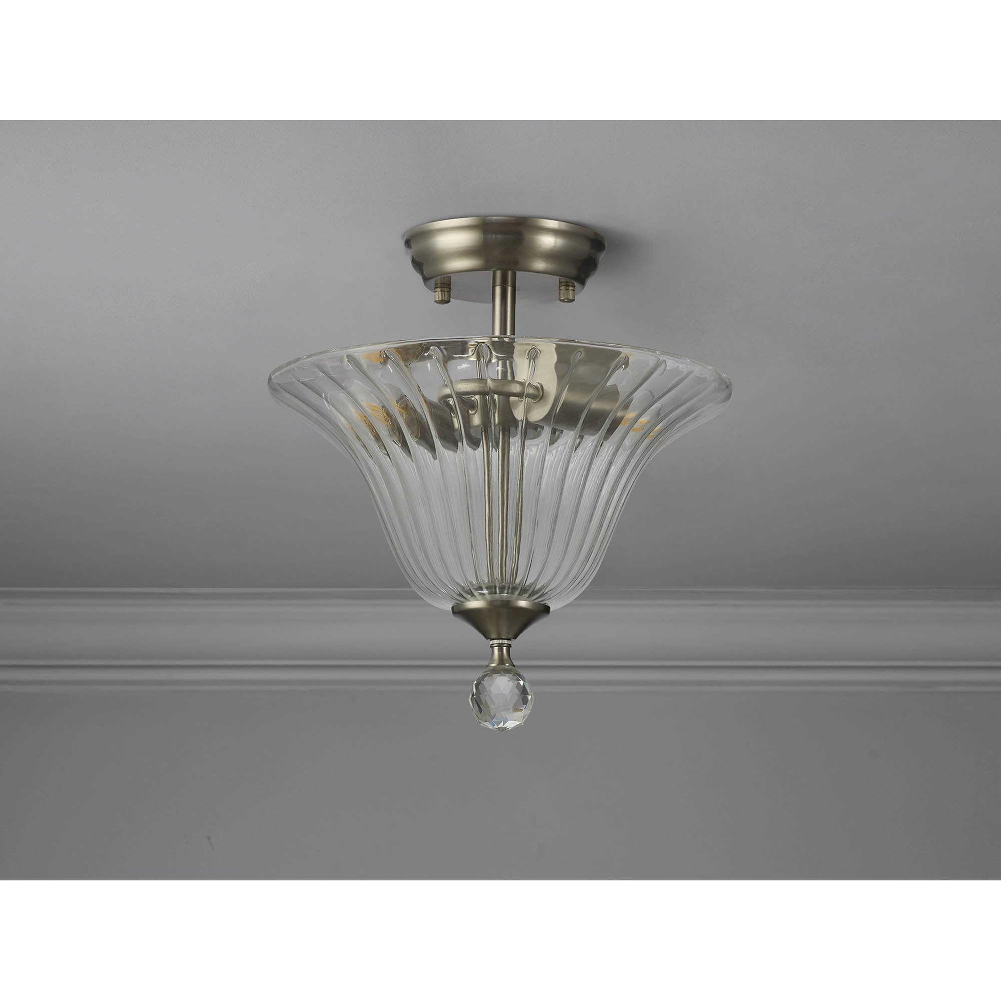 NLK16429 Tabion 2 Light Ceiling Light Satin Nickel Clear