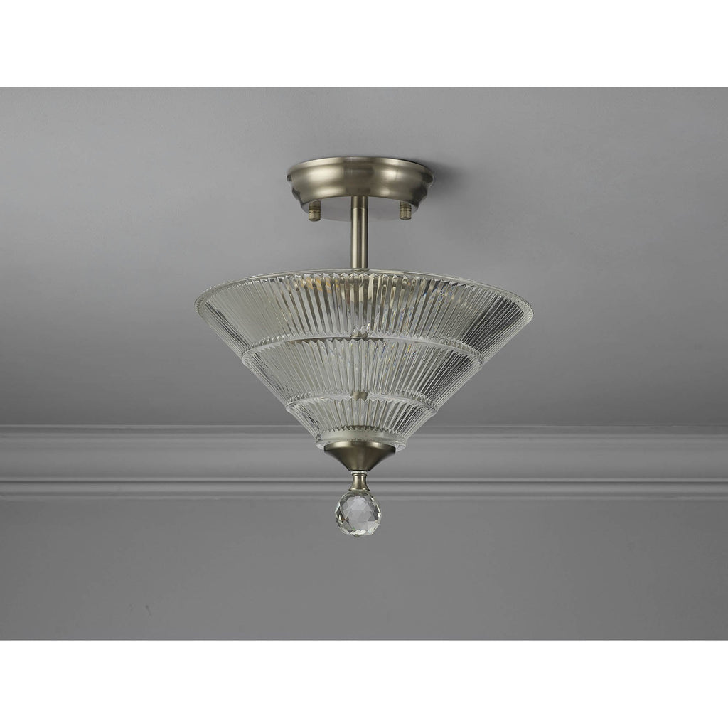 NLK16439 Tabion 2 Light Ceiling Light Satin Nickel Clear