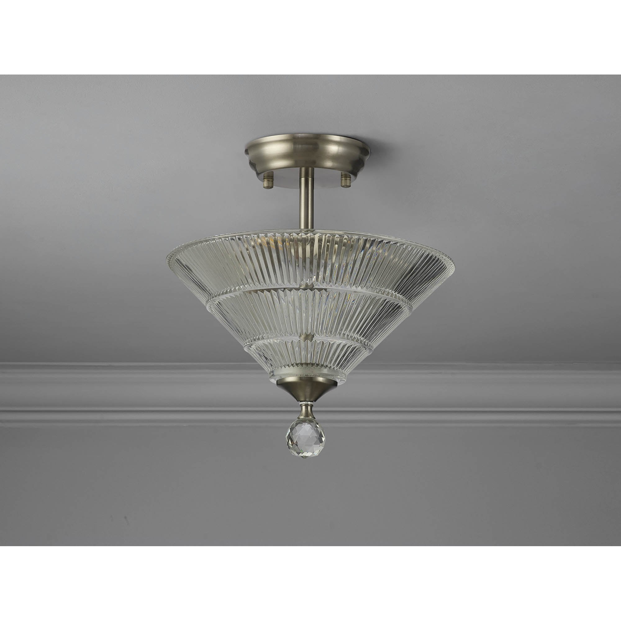 NLK16439 Tabion 2 Light Ceiling Light Satin Nickel Clear