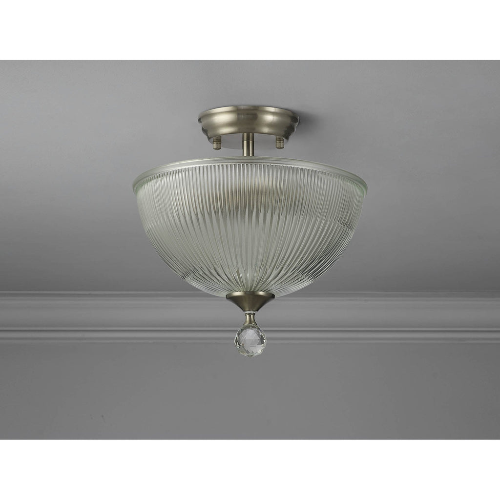 NLK16449 Tabion 2 Light Ceiling Light Satin Nickel Clear
