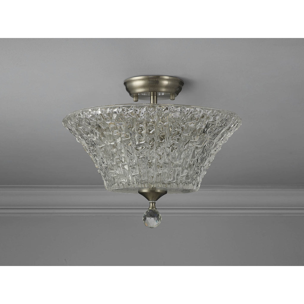 NLK16479 Tabion 2 Light Ceiling Light Satin Nickel Clear