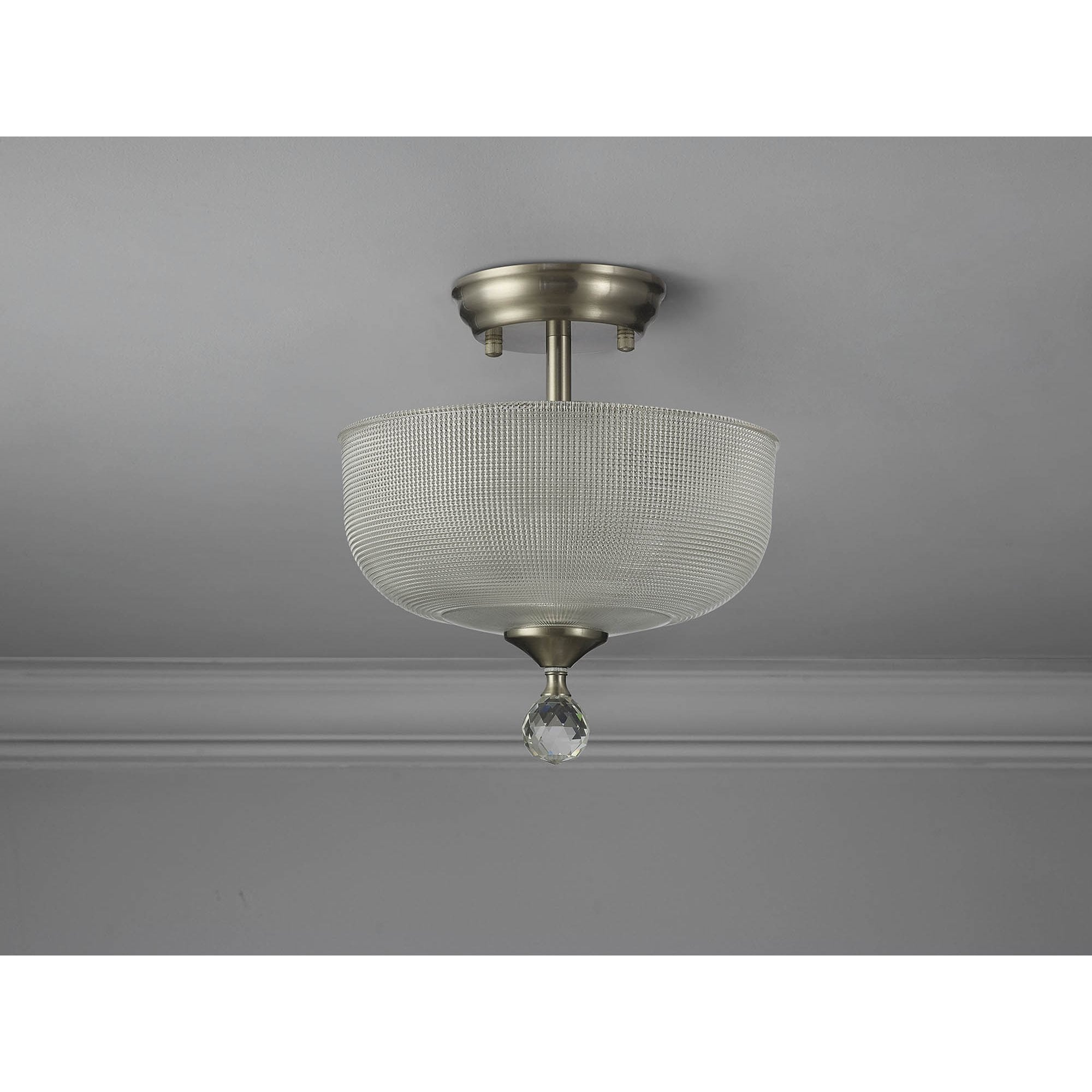 NLK16489 Tabion 2 Light Ceiling Light Satin Nickel Clear
