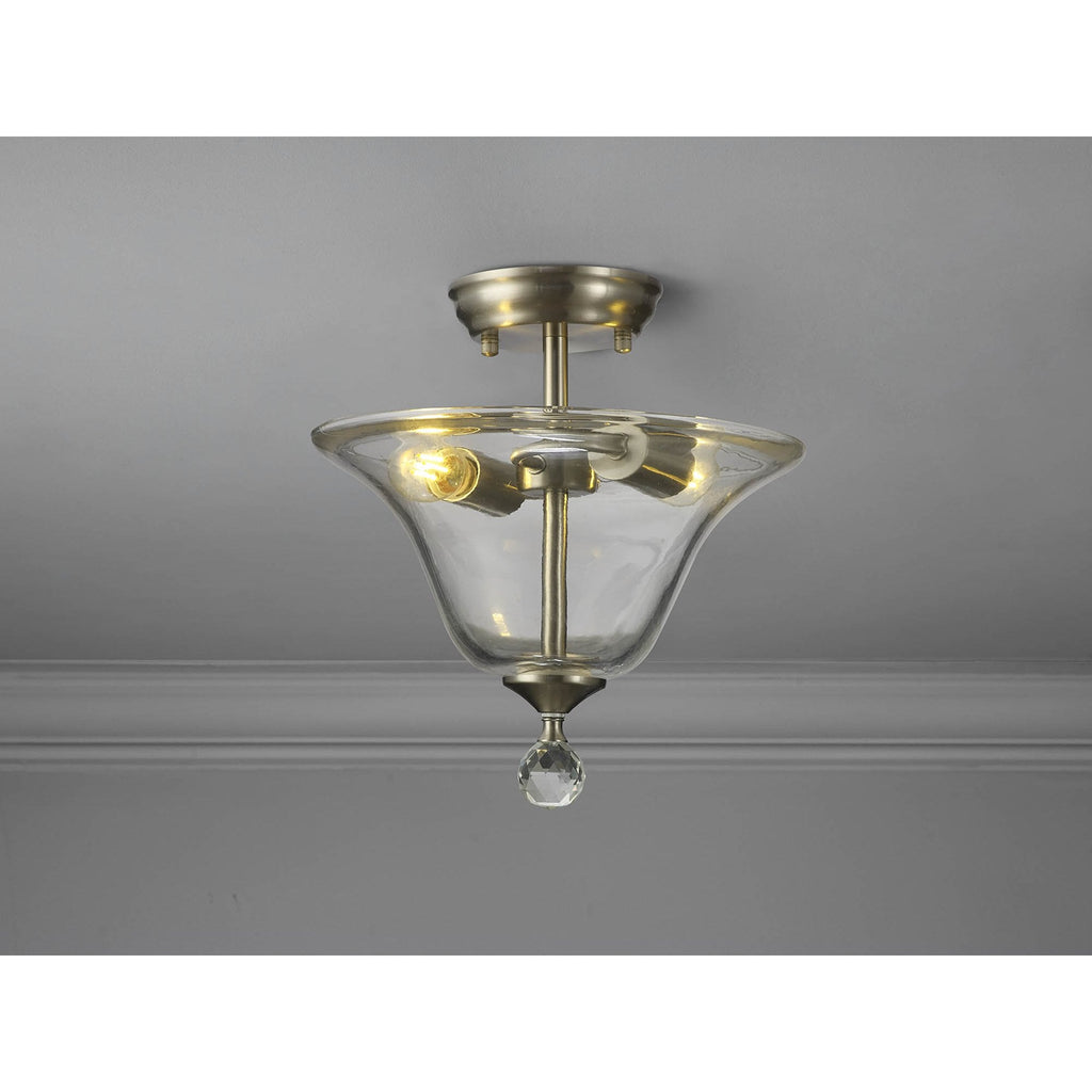 NLK16499 Tabion 2 Light Ceiling Light Satin Nickel Clear