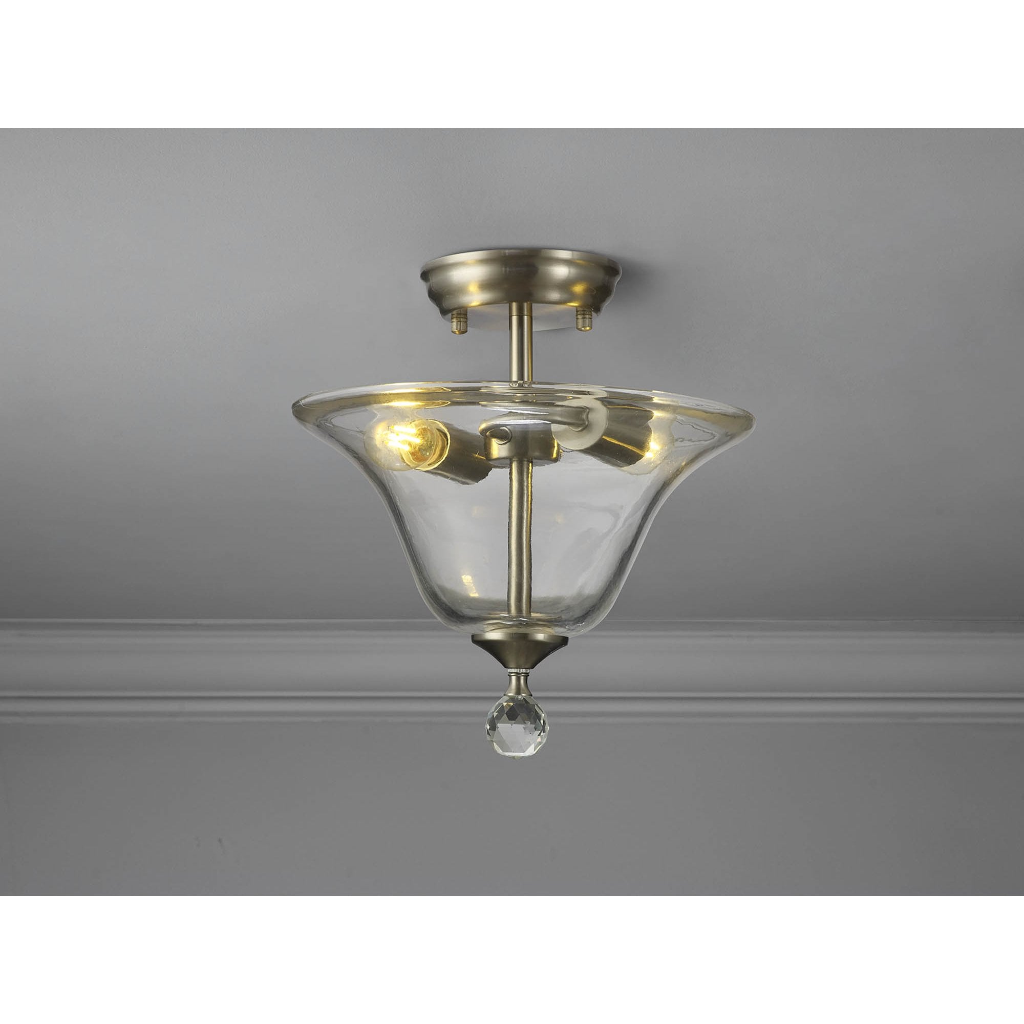 NLK16499 Tabion 2 Light Ceiling Light Satin Nickel Clear