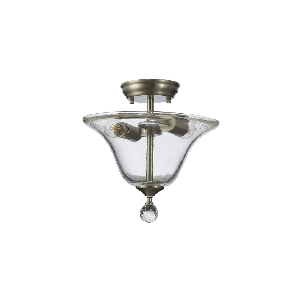 NLK16499 Tabion 2 Light Ceiling Light Satin Nickel Clear