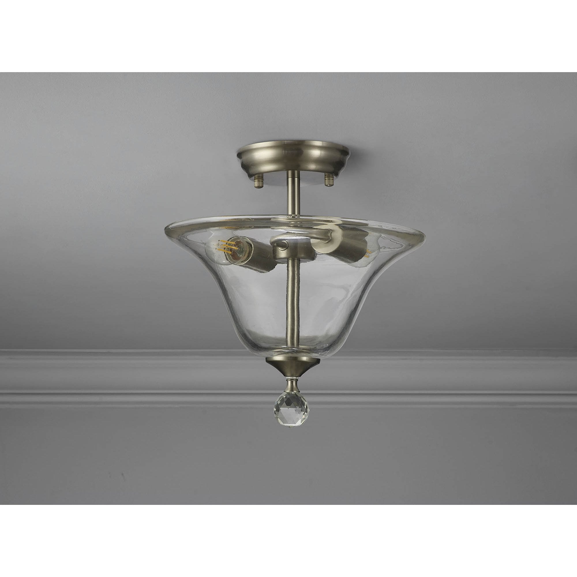 NLK16499 Tabion 2 Light Ceiling Light Satin Nickel Clear