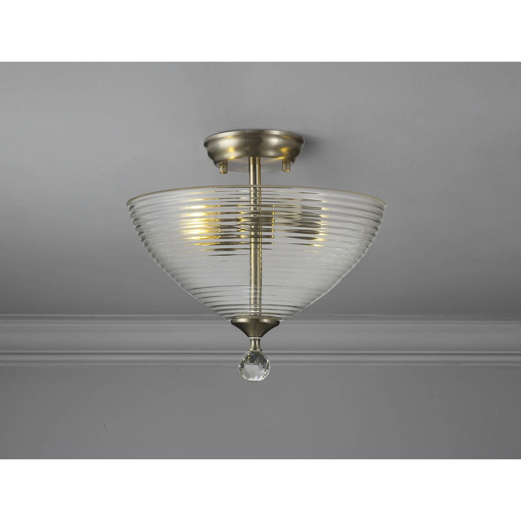 NLK16509 Tabion 2 Light Ceiling Light Satin Nickel Clear