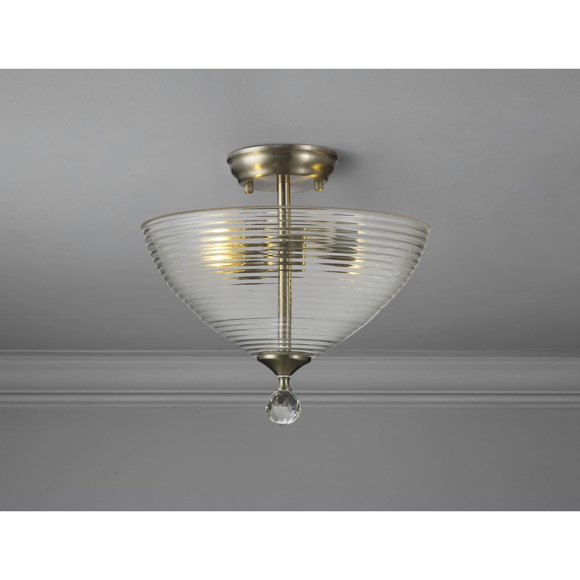 NLK16509 Tabion 2 Light Ceiling Light Satin Nickel Clear