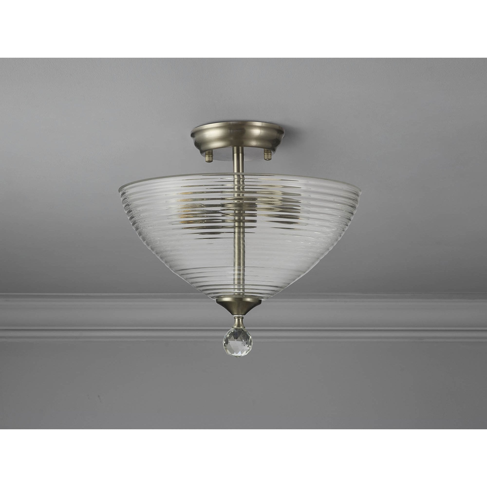 NLK16509 Tabion 2 Light Ceiling Light Satin Nickel Clear