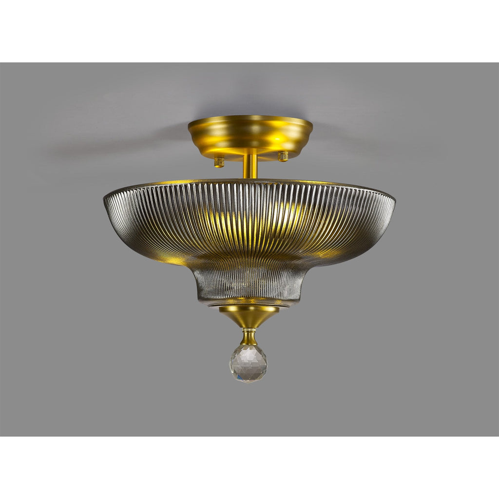 NLK16539 Tabion 2 Light Ceiling Light Satin Gold Smoked