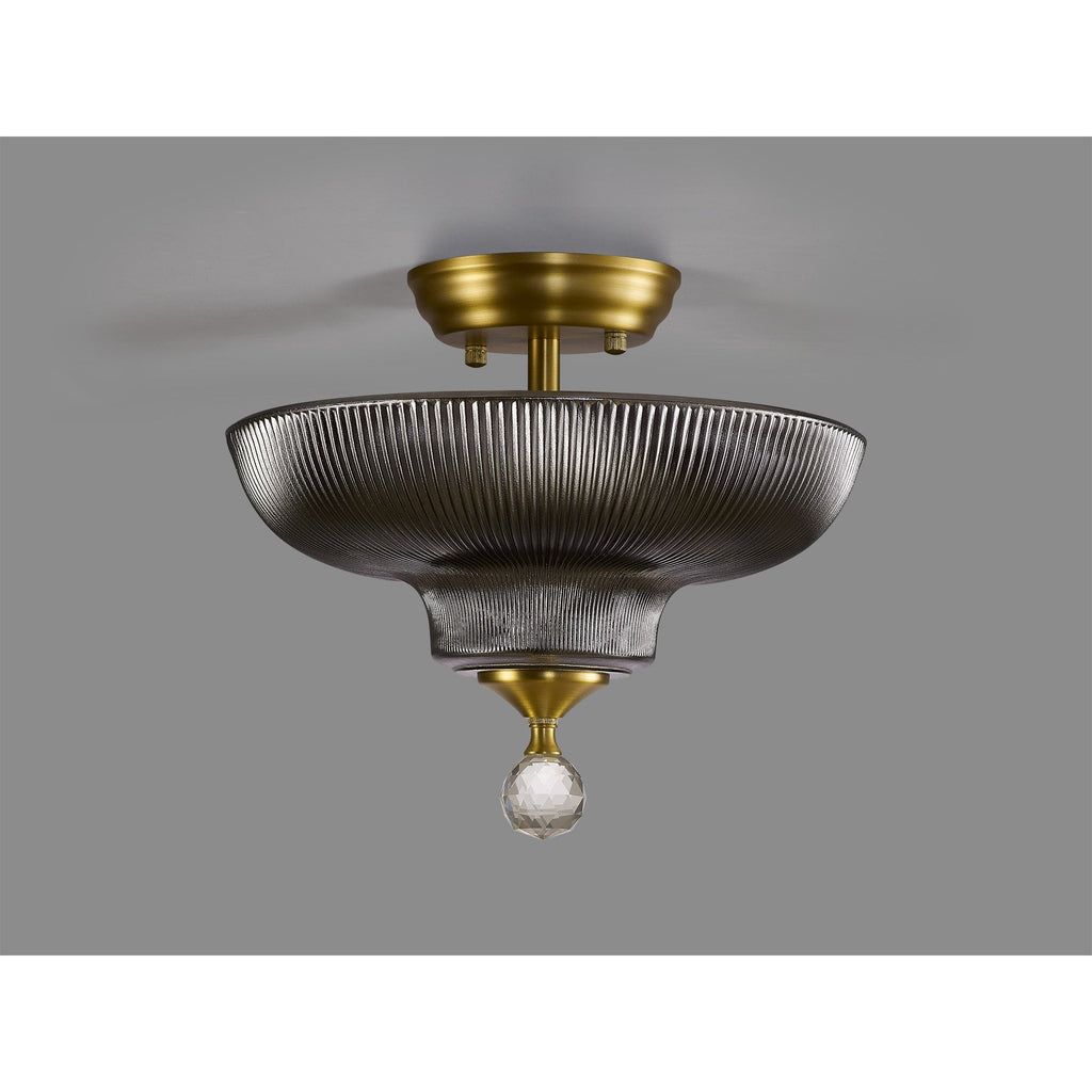 NLK16539 Tabion 2 Light Ceiling Light Satin Gold Smoked