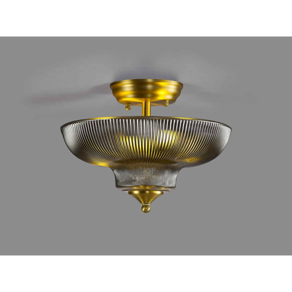 NLK16539 Tabion 2 Light Ceiling Light Satin Gold Smoked