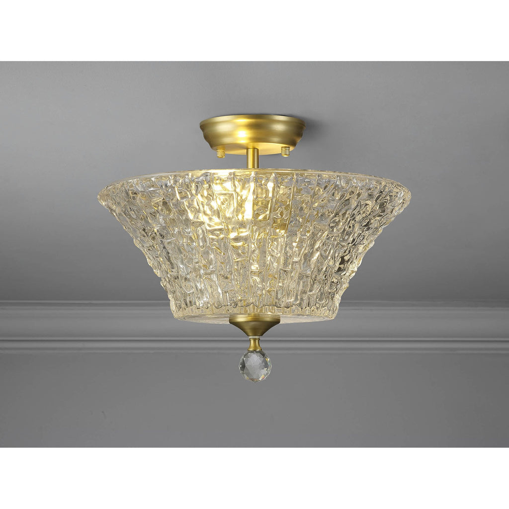 NLK16579 Tabion 2 Light Ceiling Light Satin Gold Clear