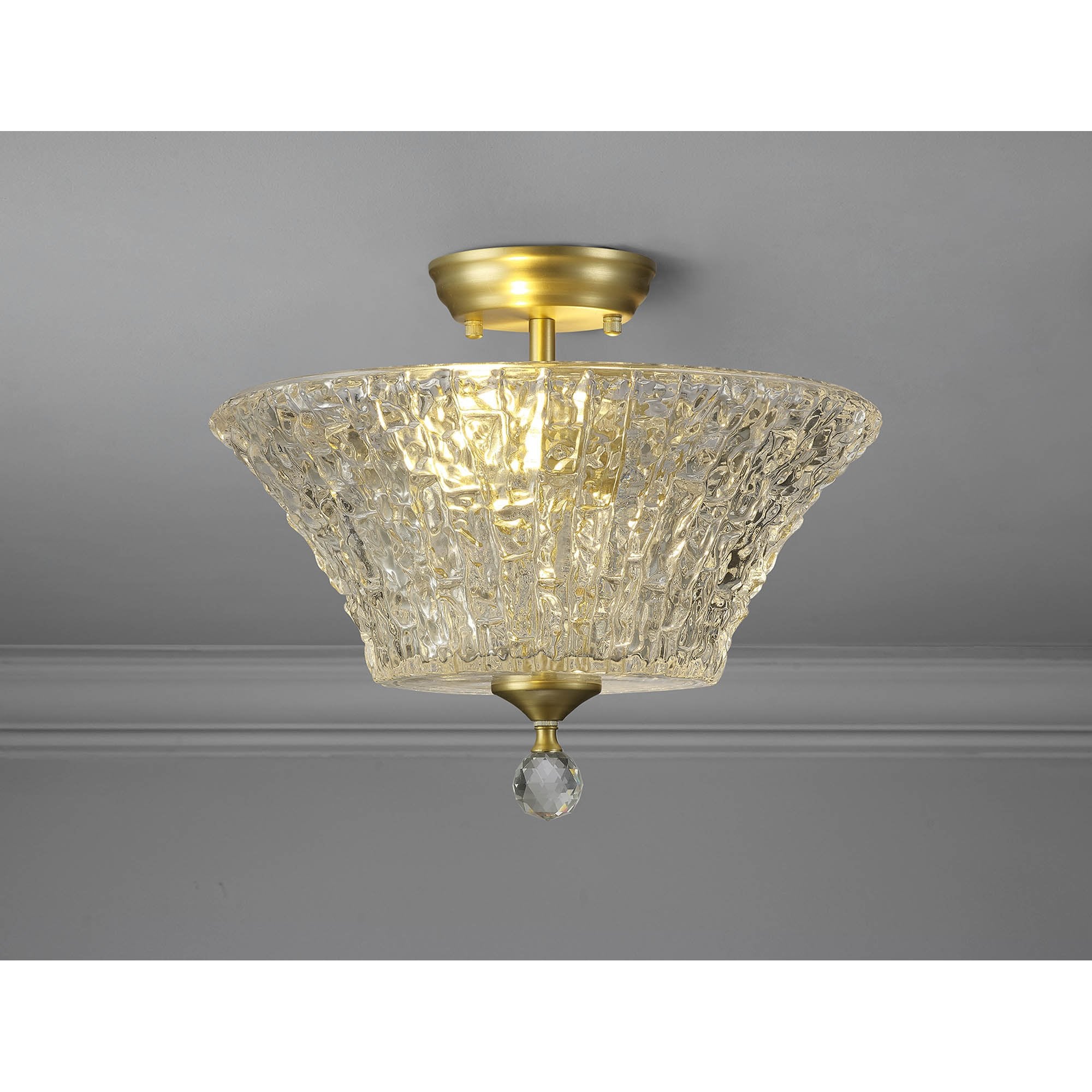 NLK16579 Tabion 2 Light Ceiling Light Satin Gold Clear