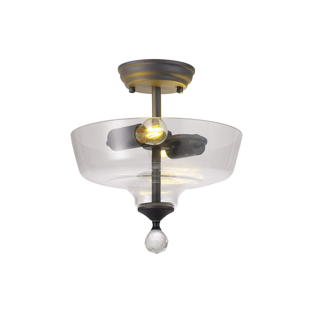 NLK16669 Tabion 2 Light Ceiling Light Graphite Clear