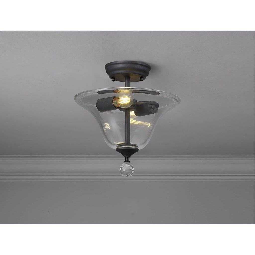 NLK16709 Tabion 2 Light Ceiling Light Graphite Clear