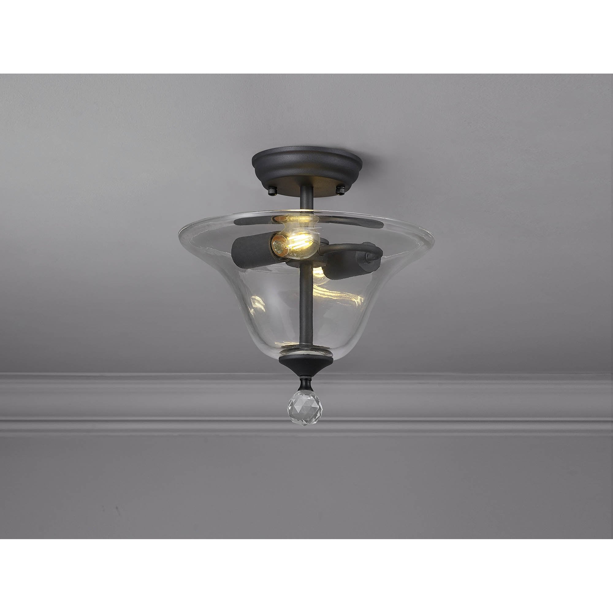 NLK16709 Tabion 2 Light Ceiling Light Graphite Clear