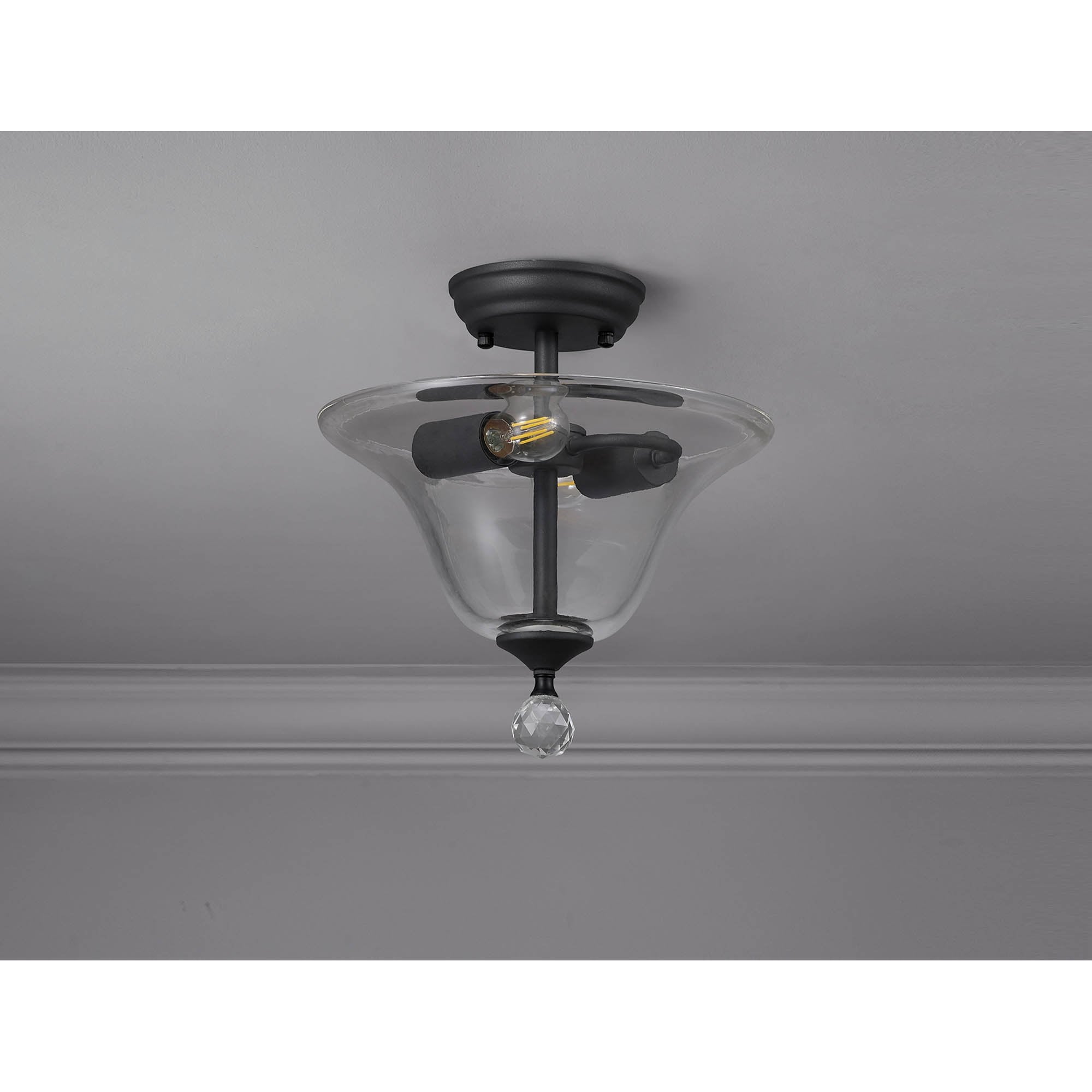 NLK16709 Tabion 2 Light Ceiling Light Graphite Clear