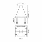 NL73309 Tuba 8 Light Square Pendant Medium Oak Antique Brass