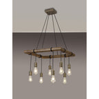 NL73309 Tuba 8 Light Square Pendant Medium Oak Antique Brass