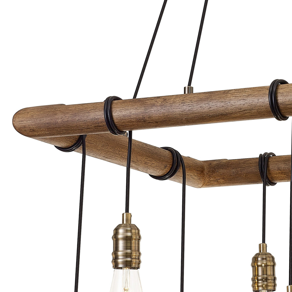 NL73309 Tuba 8 Light Square Pendant Medium Oak Antique Brass