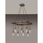 NL73309 Tuba 8 Light Square Pendant Medium Oak Antique Brass
