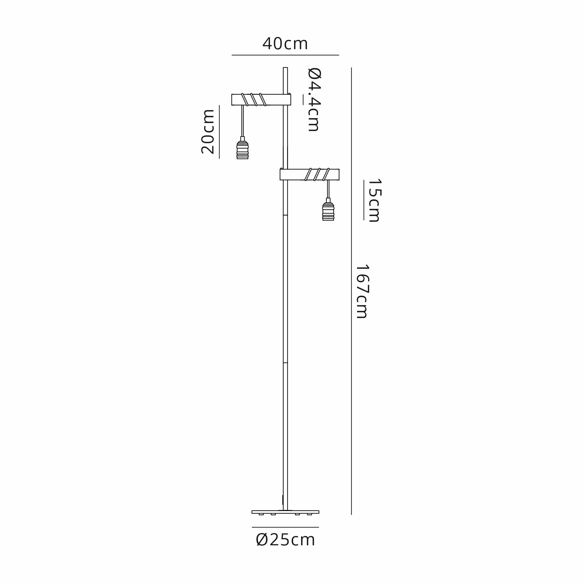 Tuba 2 Light Floor  Lamp Medium Oak Antique Brass