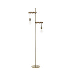 NL83549 Tuba 2 Light Floor Lamp Medium Oak Antique Brass