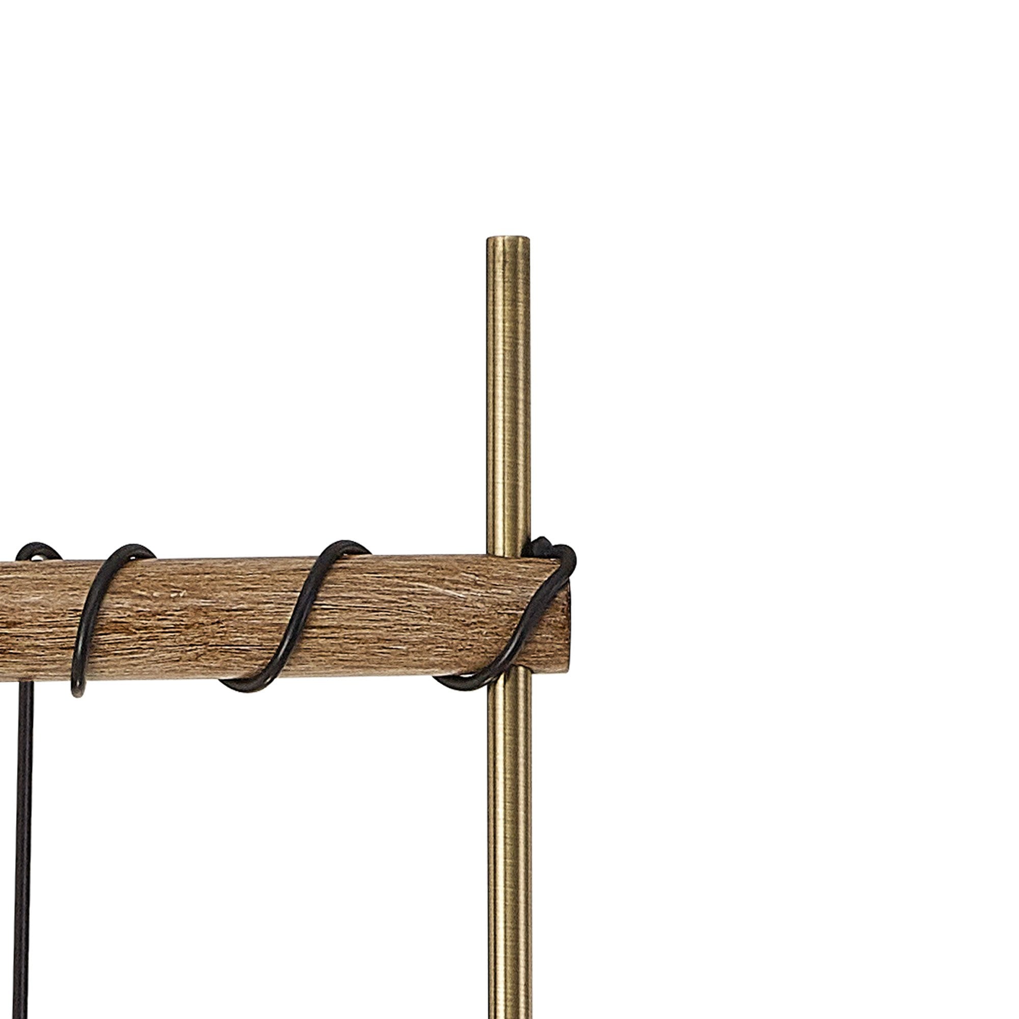 Tuba 2 Light Floor  Lamp Medium Oak Antique Brass
