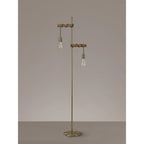 NL83549 Tuba 2 Light Floor Lamp Medium Oak Antique Brass