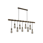 NL83559 Tuba 9 Light Pendant Medium Oak Antique Brass