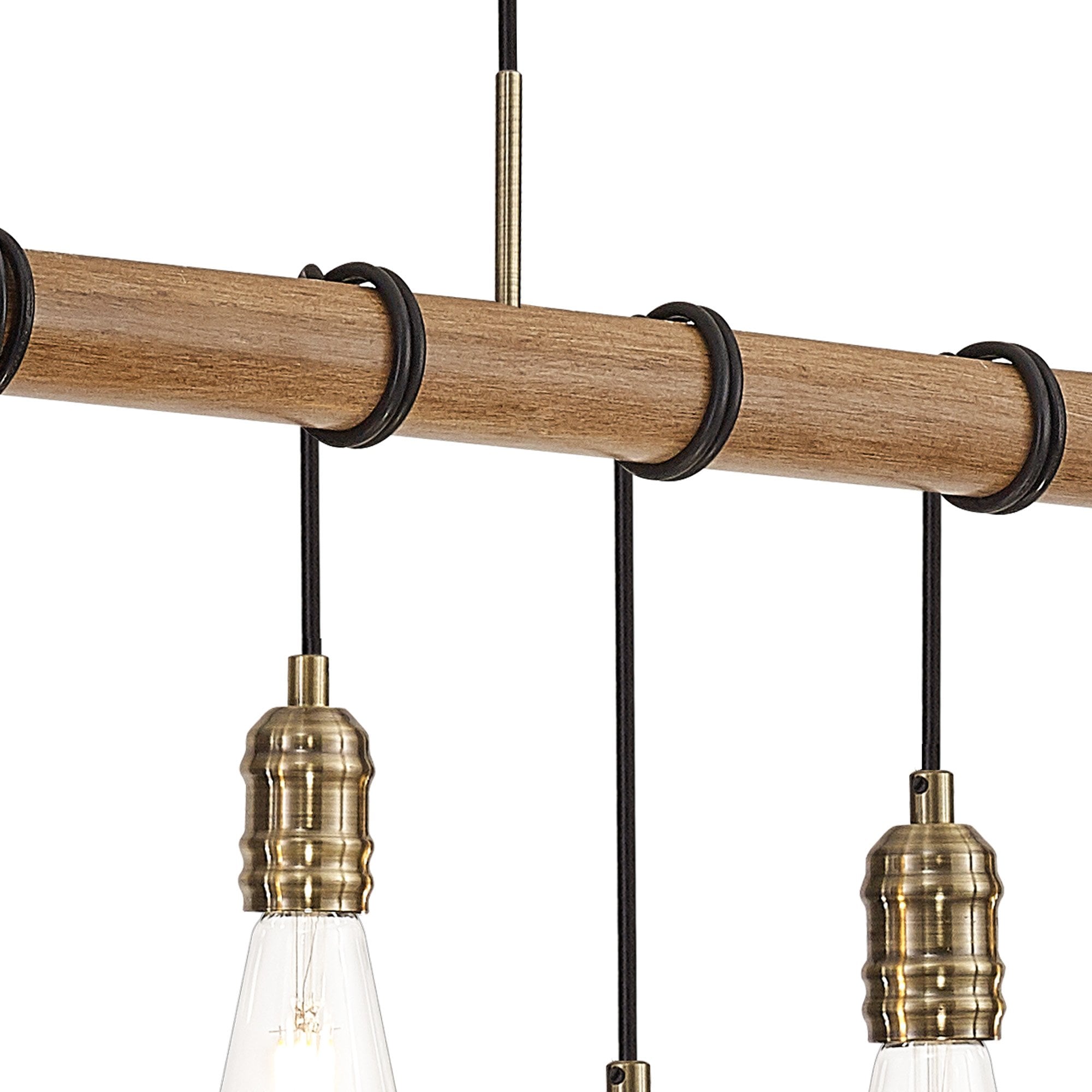 NL83559 Tuba 9 Light Pendant Medium Oak Antique Brass