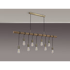 NL83559 Tuba 9 Light Pendant Medium Oak Antique Brass