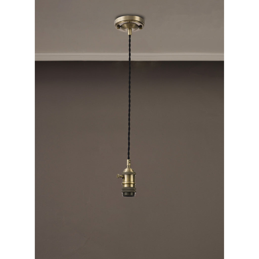 NL89279 Wady 1 Light Pendant Antique Brass Black