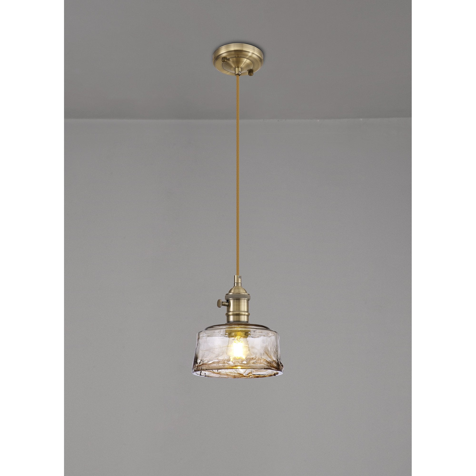 NL95169 Wady 1 Light Pendant Antique Brass Golden Brown