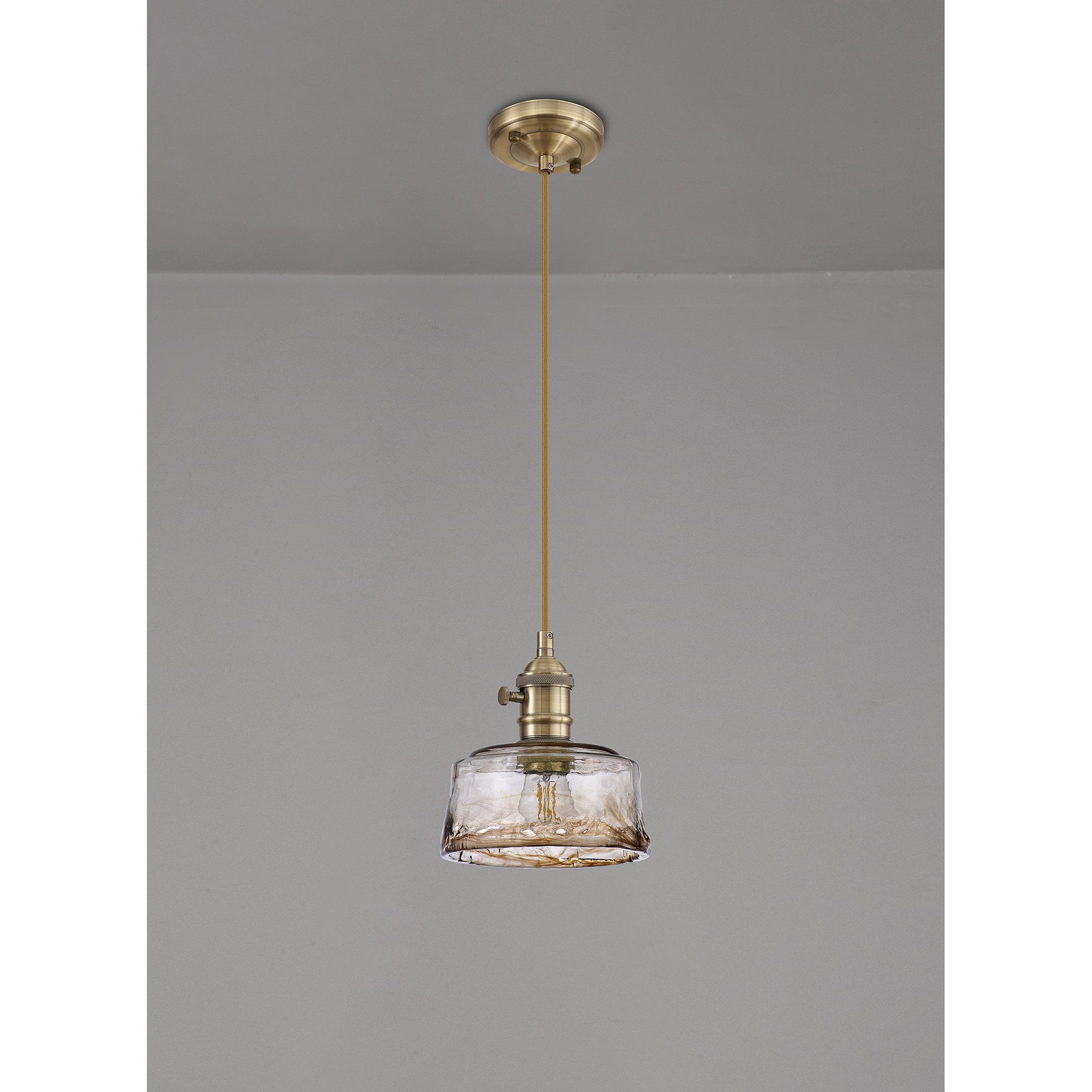NL95169 Wady 1 Light Pendant Antique Brass Golden Brown