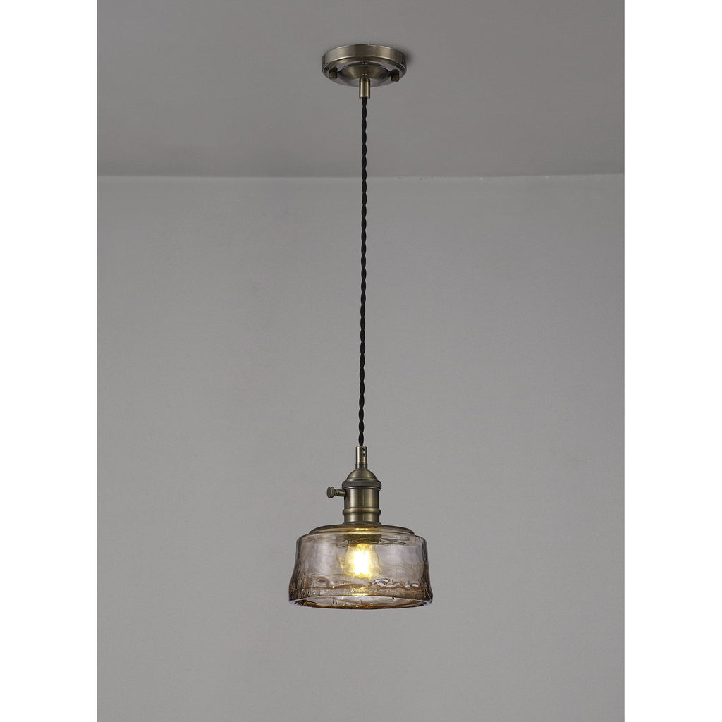 NL95179 Wady 1 Light Pendant Antique Brass Black