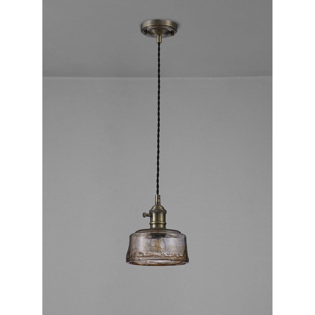 NL95179 Wady 1 Light Pendant Antique Brass Black