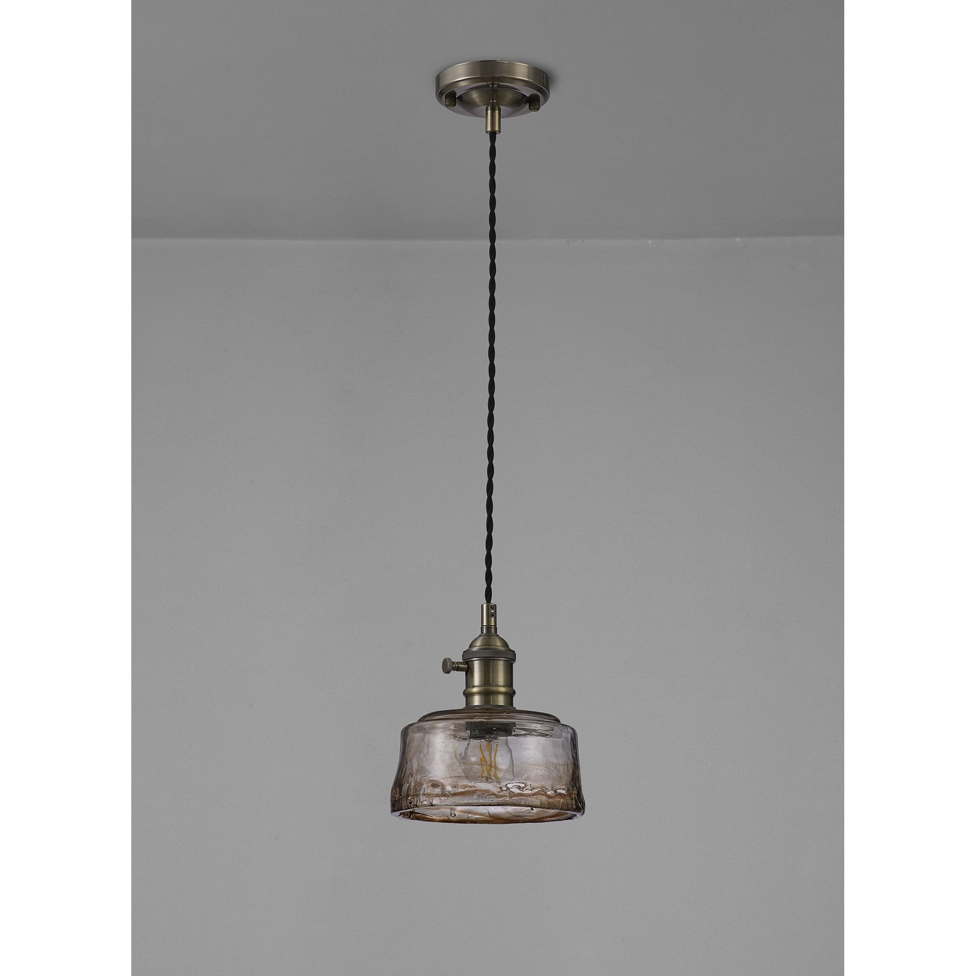 NL95179 Wady 1 Light Pendant Antique Brass Black