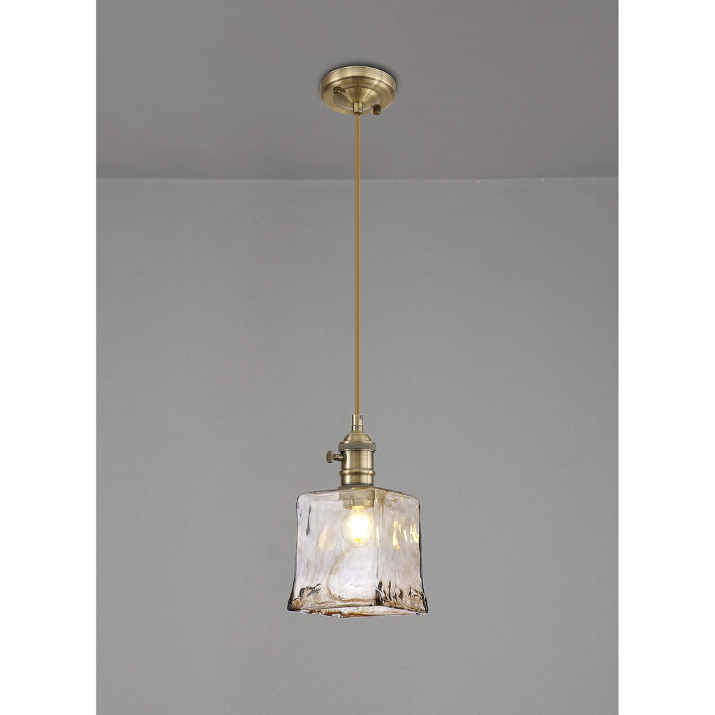 NL95199 Wady 1 Light Pendant Antique Brass Golden Brown