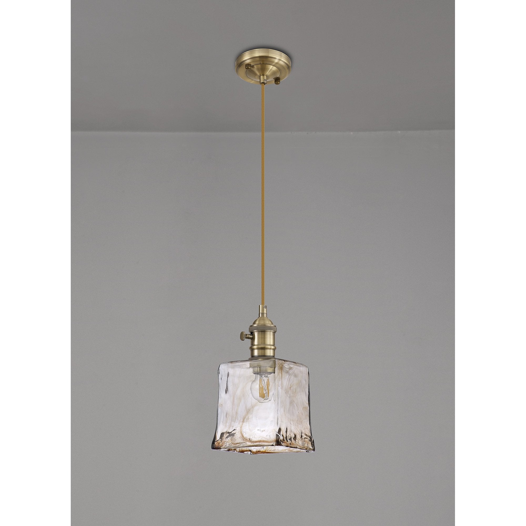 NL95199 Wady 1 Light Pendant Antique Brass Golden Brown