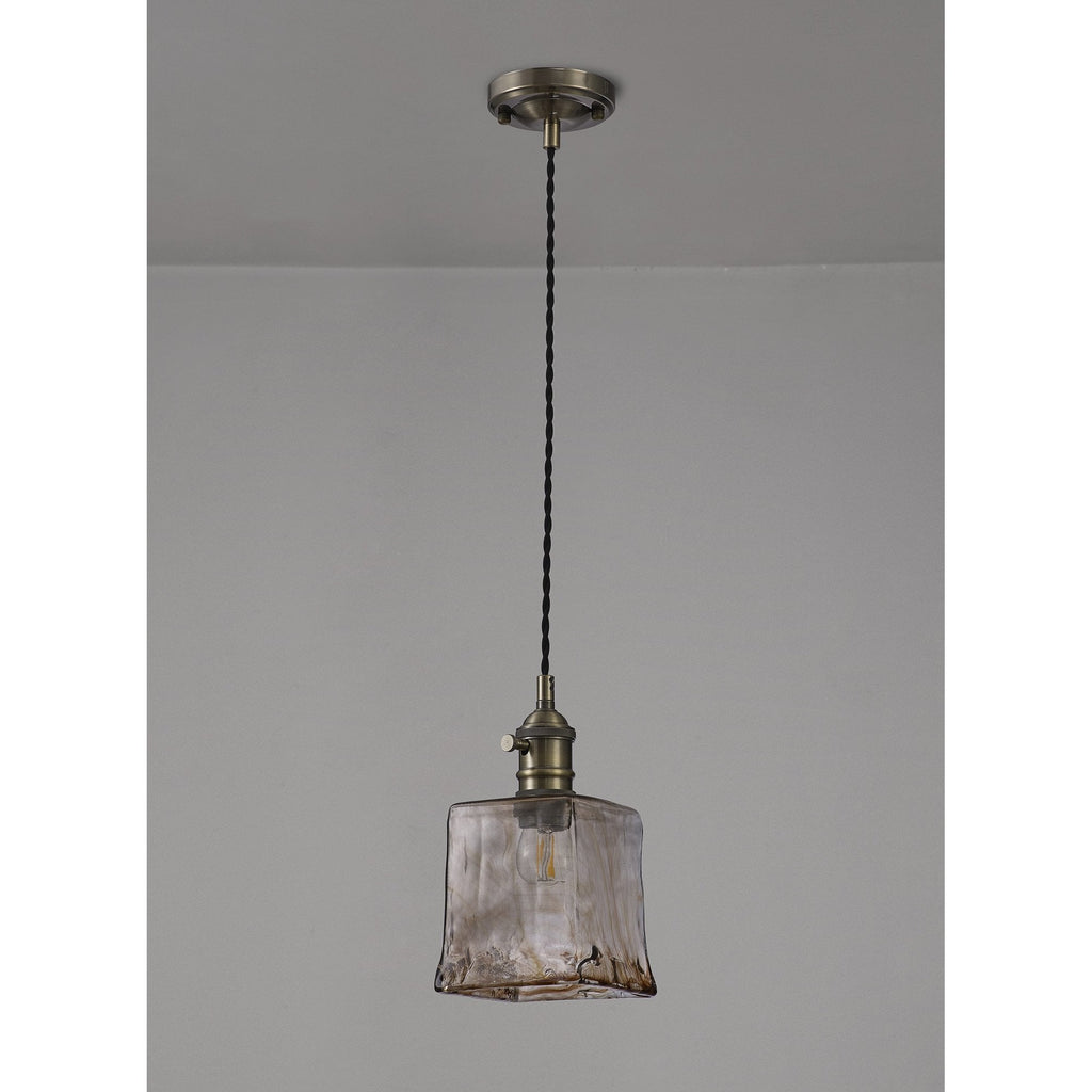 NL95209 Wady 1 Light Pendant Antique Brass Black