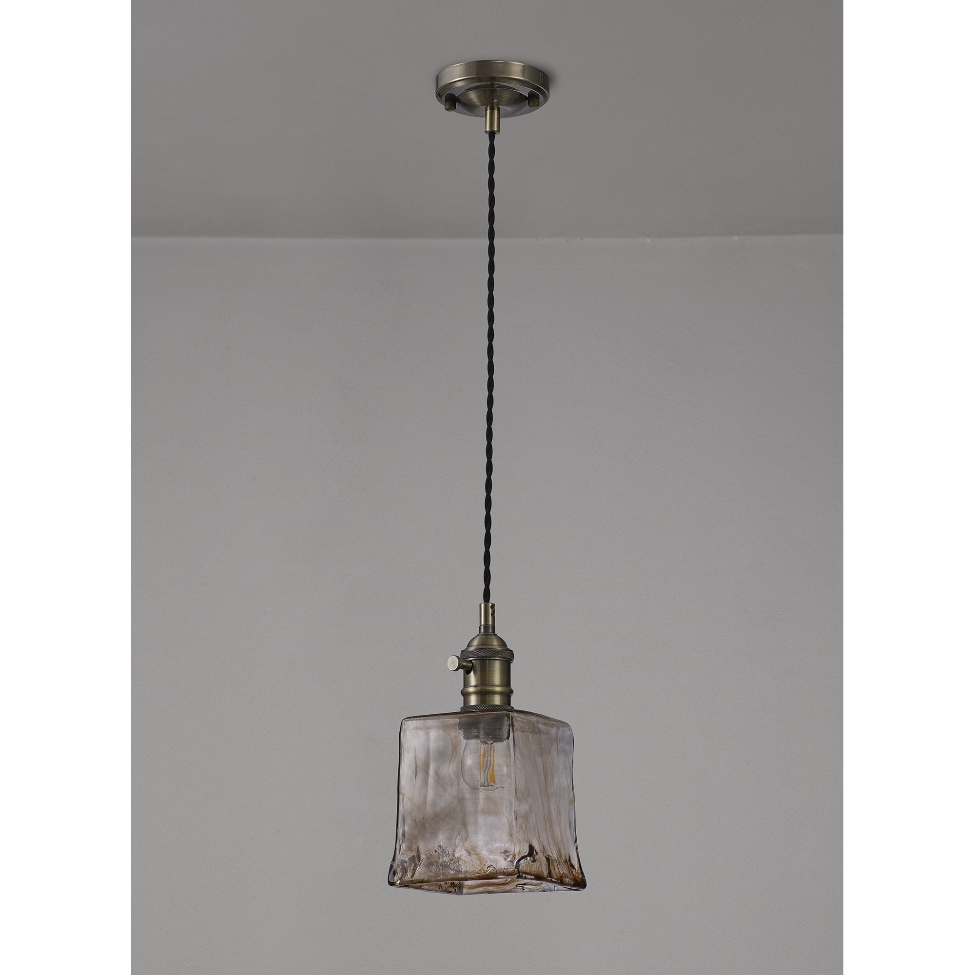 NL95209 Wady 1 Light Pendant Antique Brass Black