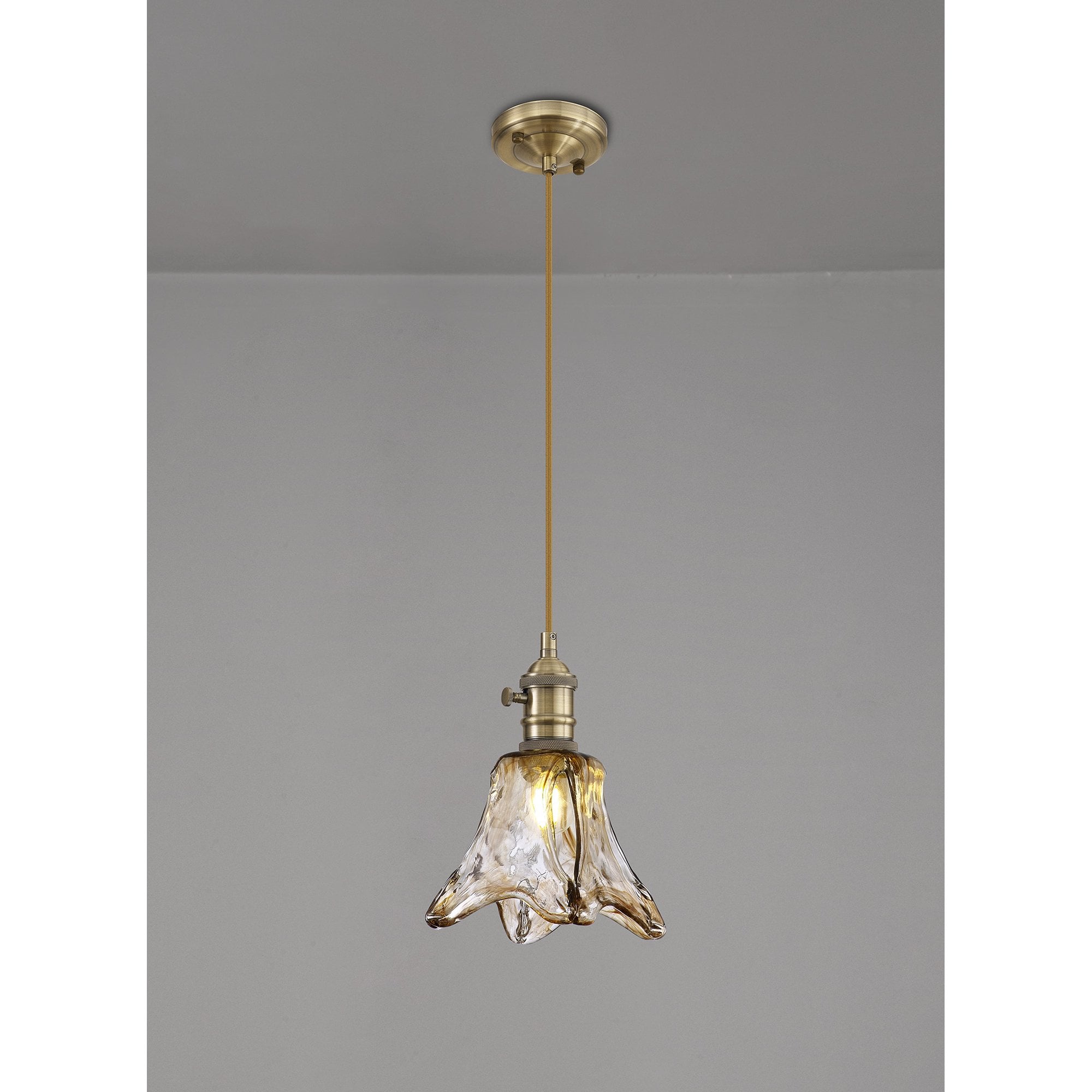 NL95229 Wady 1 Light Pendant Antique Brass Golden Brown